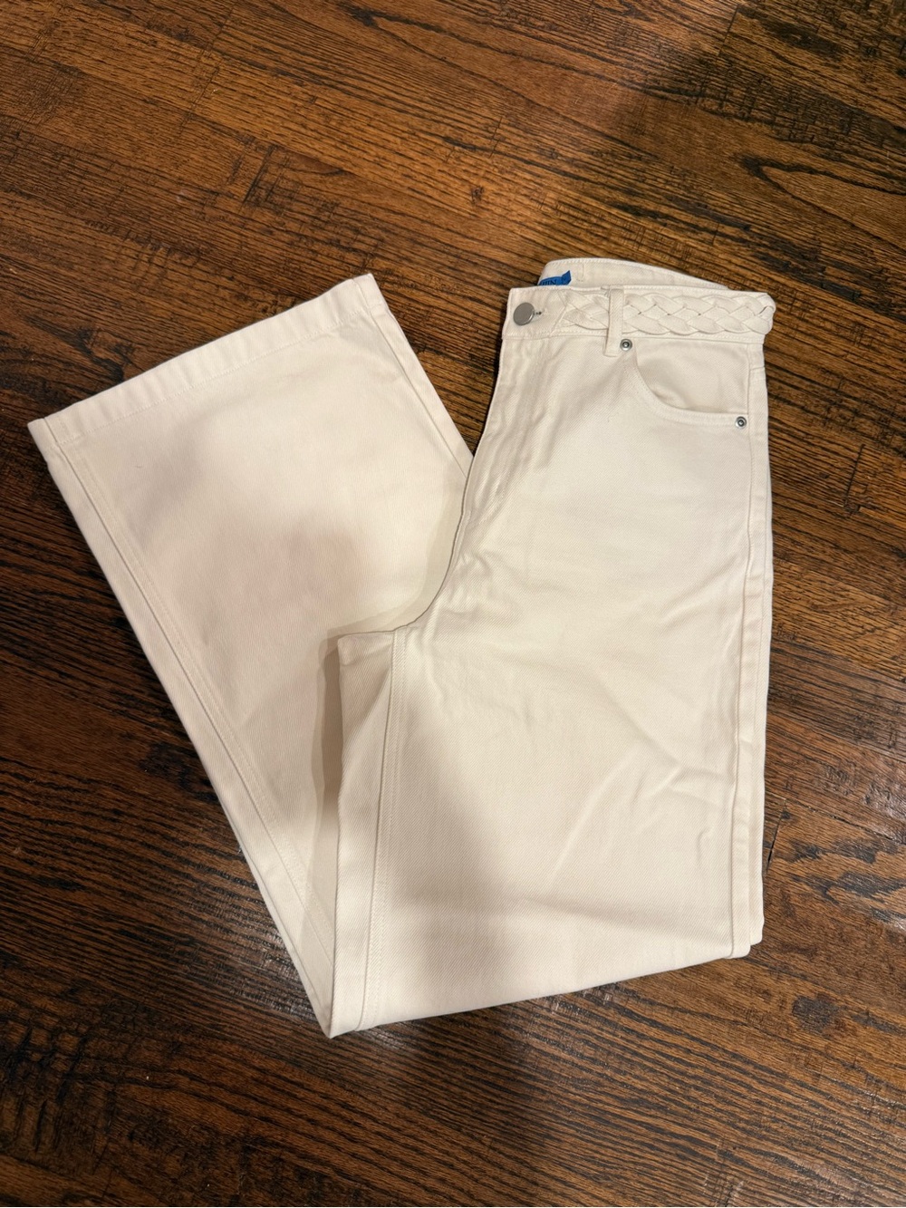 J. McLaughlin Cream High-Rise Straight Jeans